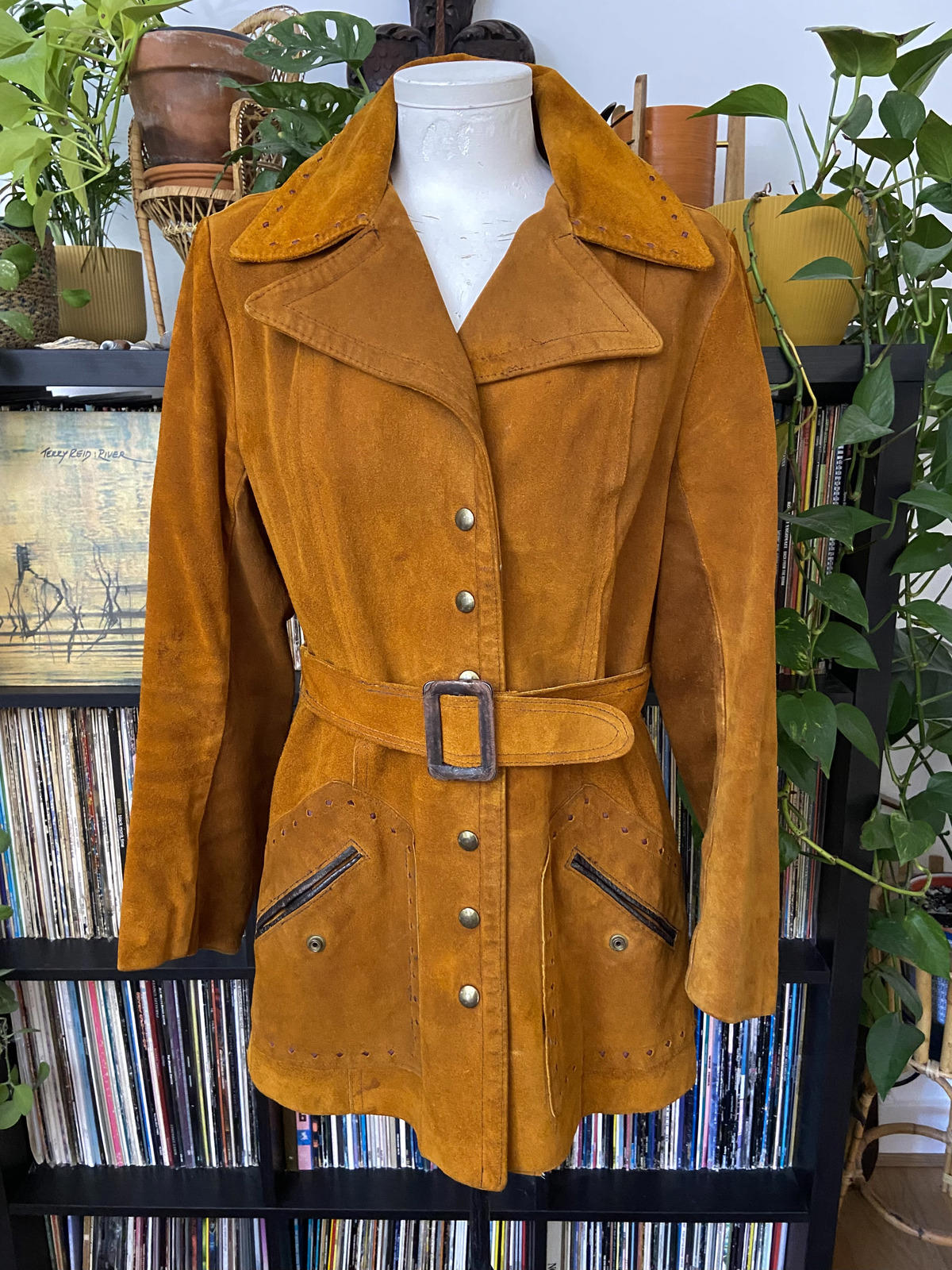 Vintage 1960s Tan Belted Popper Jacket