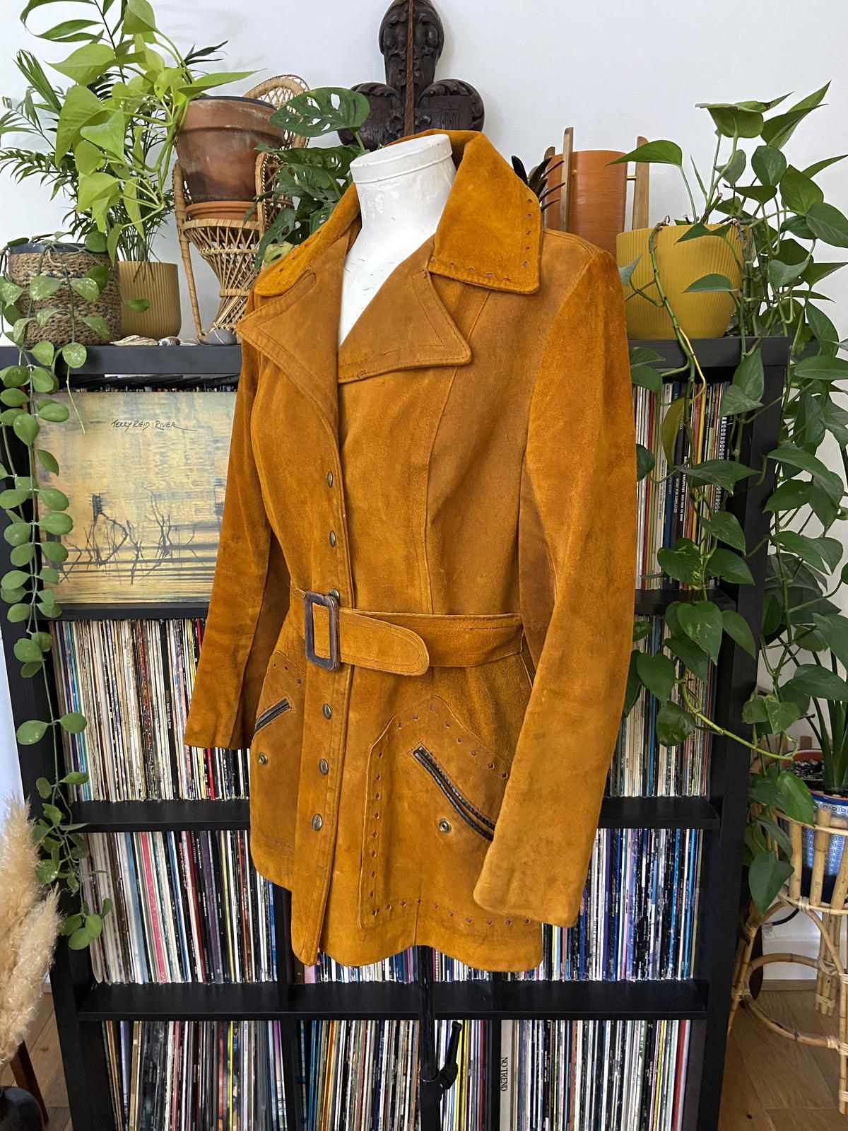 Vintage 1960s Tan Belted Popper Jacket