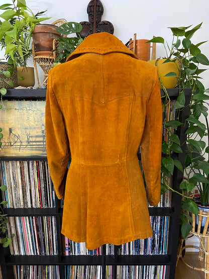 Vintage 1960s Tan Belted Popper Jacket