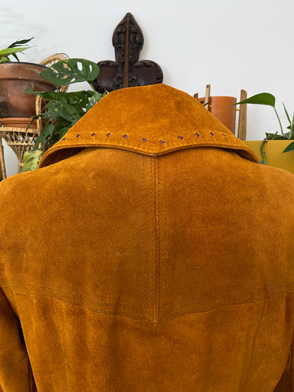 Vintage 1960s Tan Belted Popper Jacket