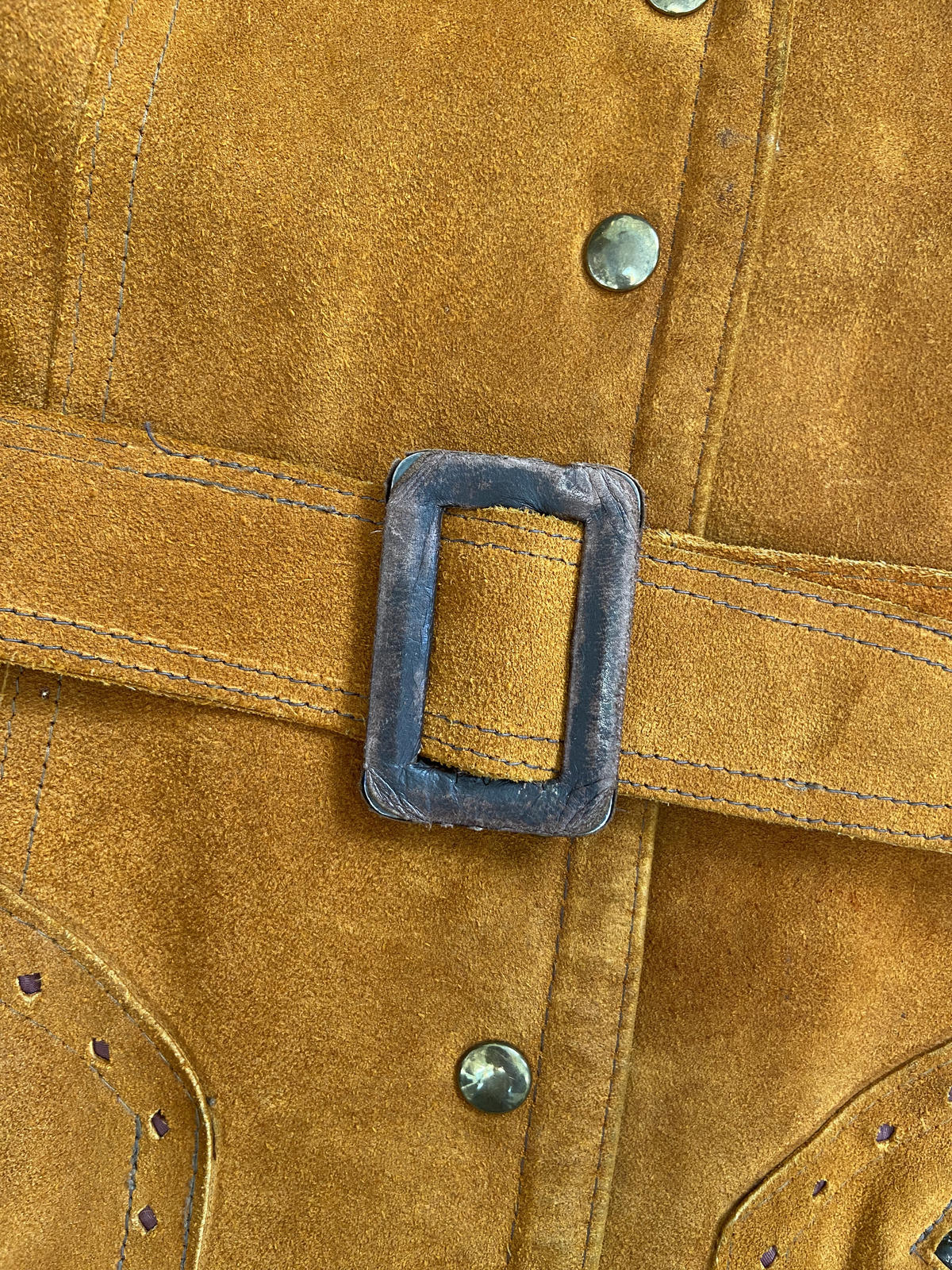 Vintage 1960s Tan Belted Popper Jacket