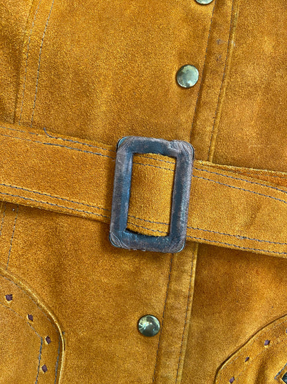 Vintage 1960s Tan Belted Popper Jacket