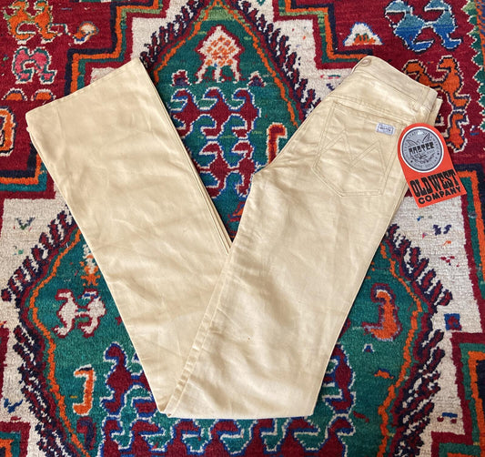 Vintage 1970s Beige Deadstock Flared Jeans W25