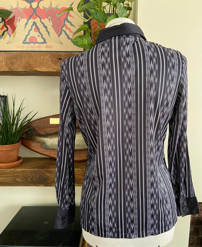Vintage 1970s Black White Jersey Shirt