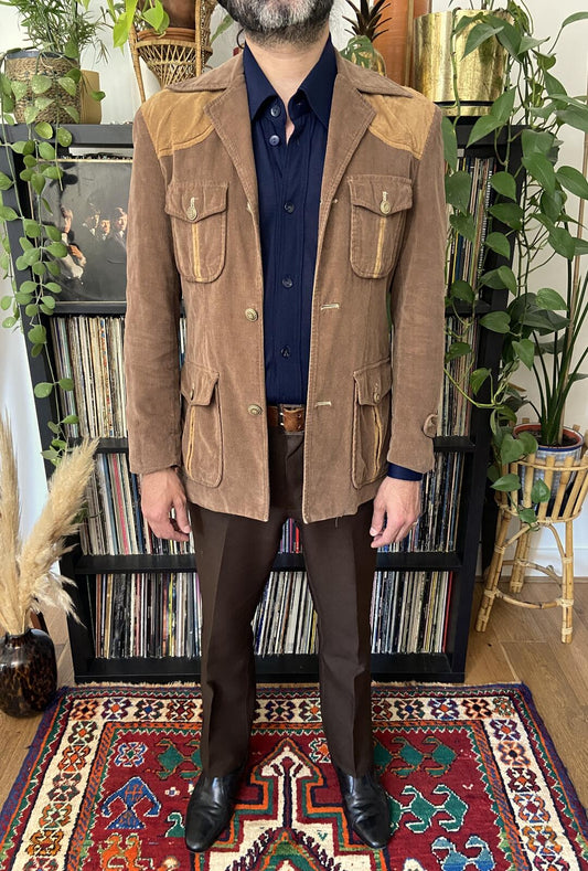 Vintage 1970s Corduroy Western Blazer Jacket