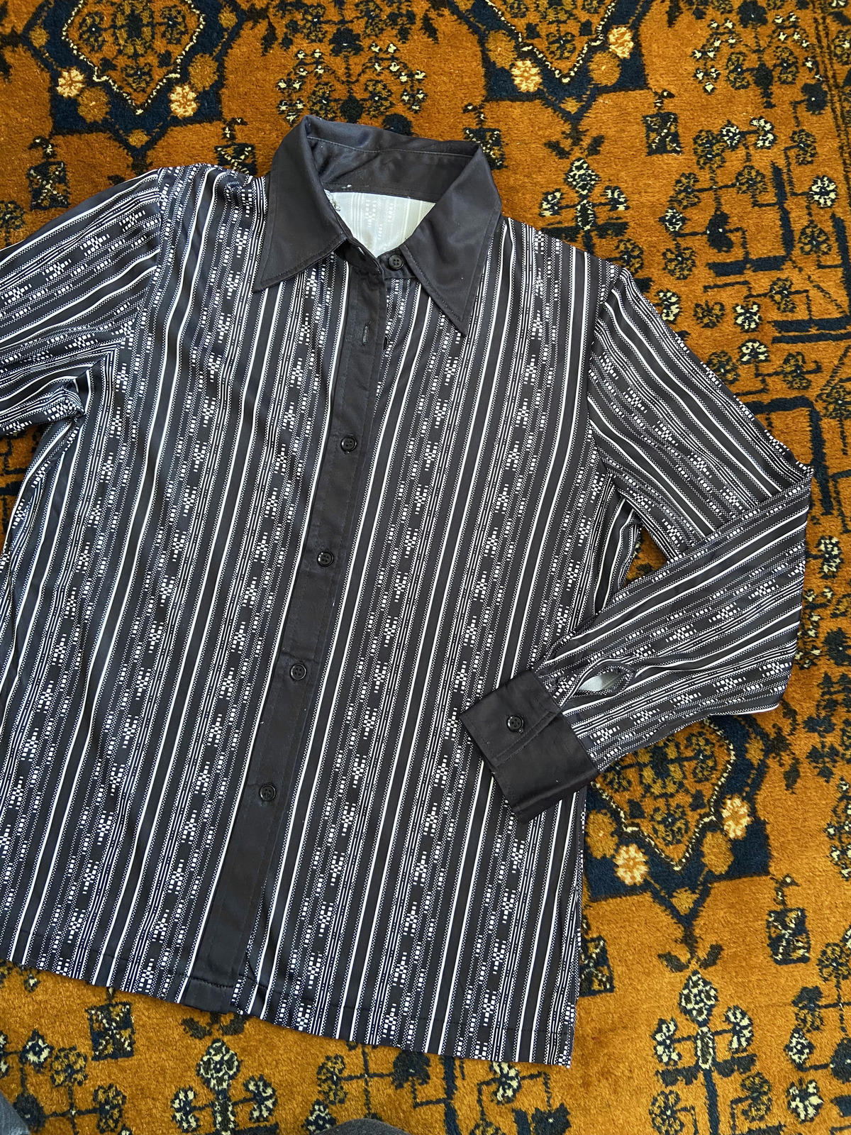 Vintage 1970s Black White Jersey Shirt