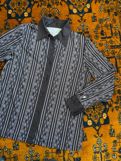 Vintage 1970s Black White Jersey Shirt