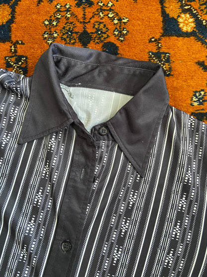Vintage 1970s Black White Jersey Shirt