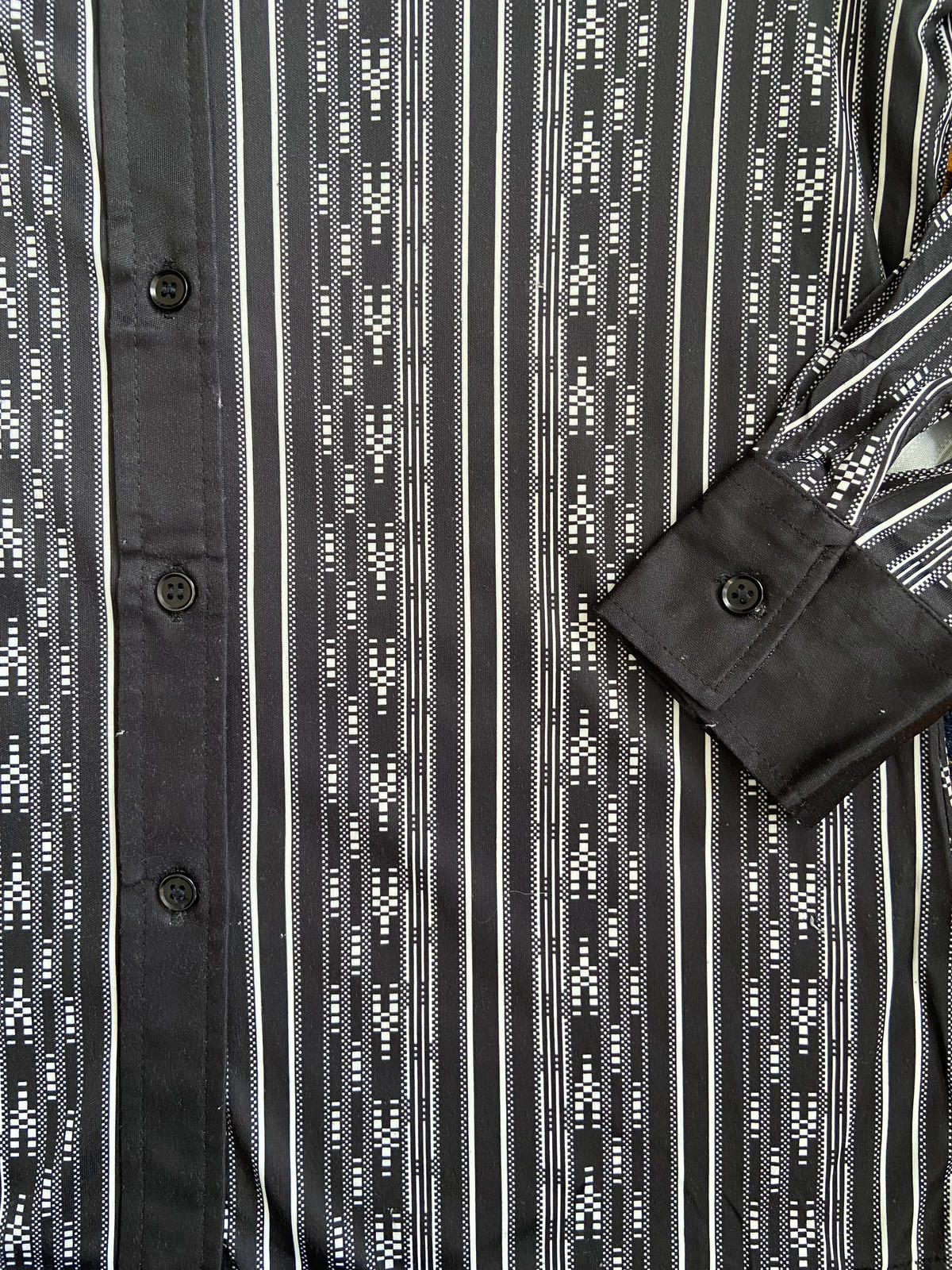 Vintage 1970s Black White Jersey Shirt