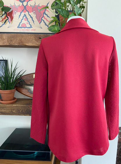 Vintage 1970s Burgundy Dagger Collar Cardigan