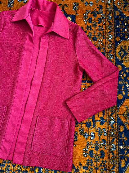Vintage 1970s Burgundy Dagger Collar Cardigan