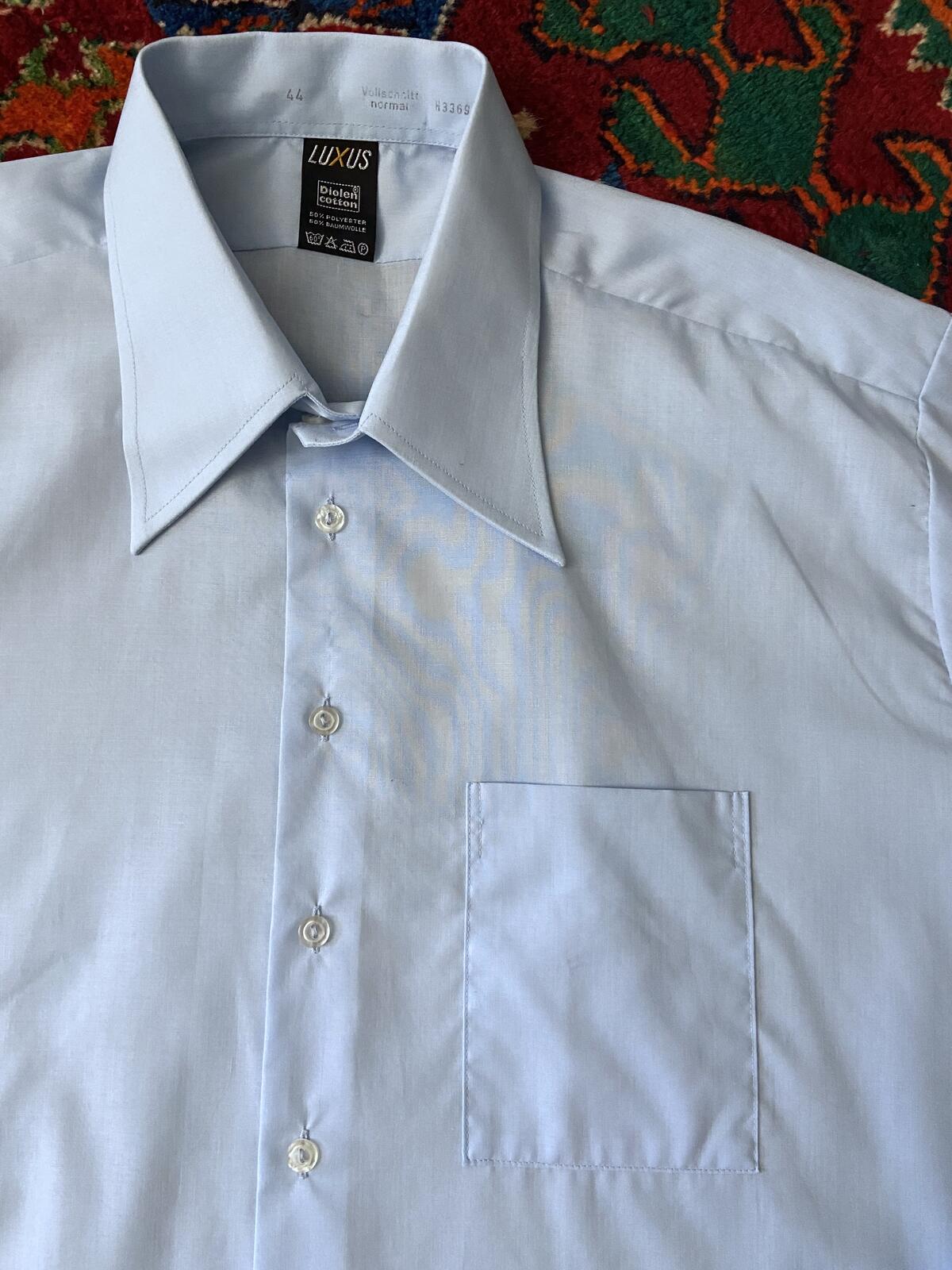 Vintage 1970s Light Blue Dagger Collar Shirt