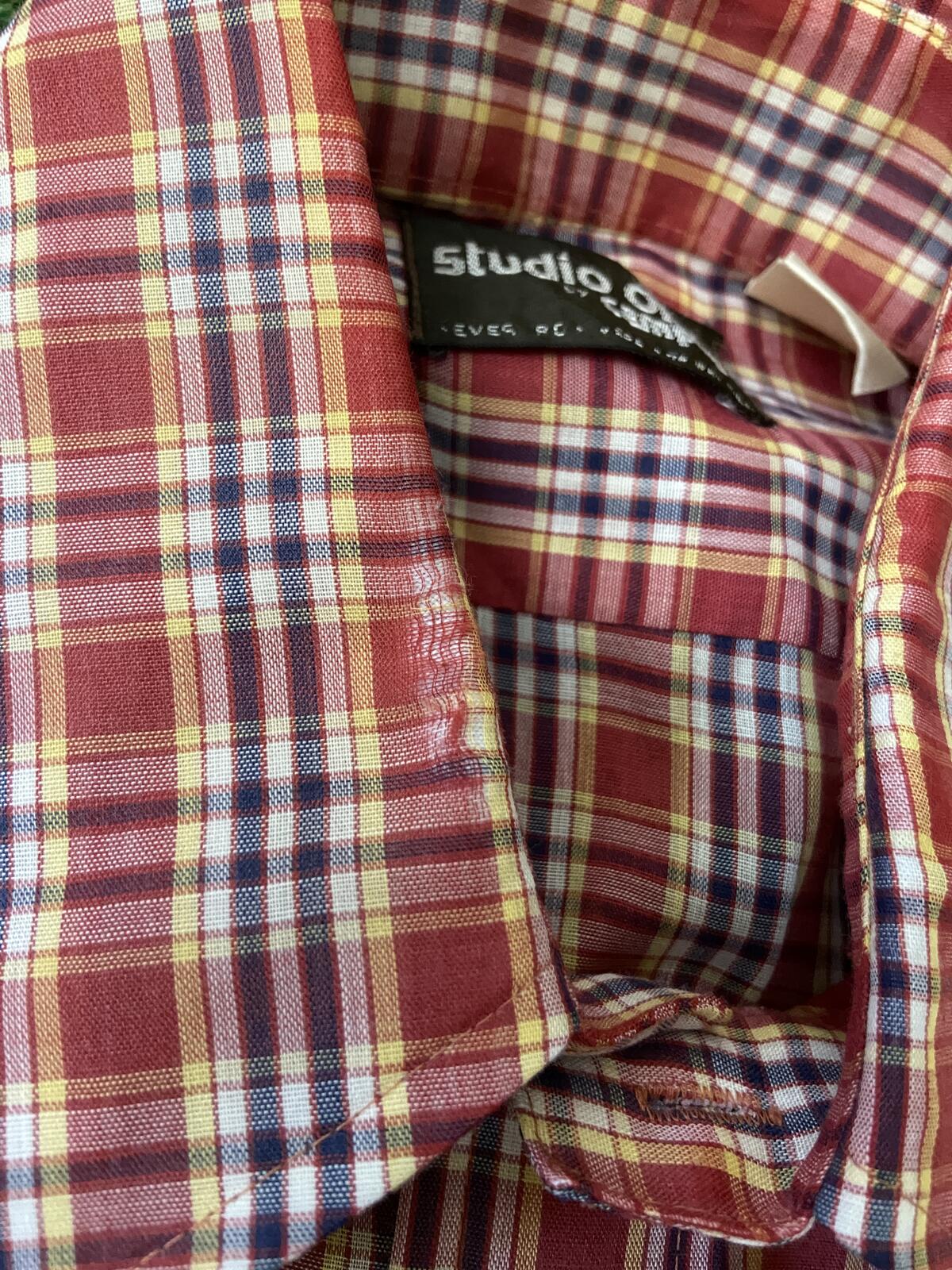 Vintage 1970s Red Checked Dagger Collar Shirt