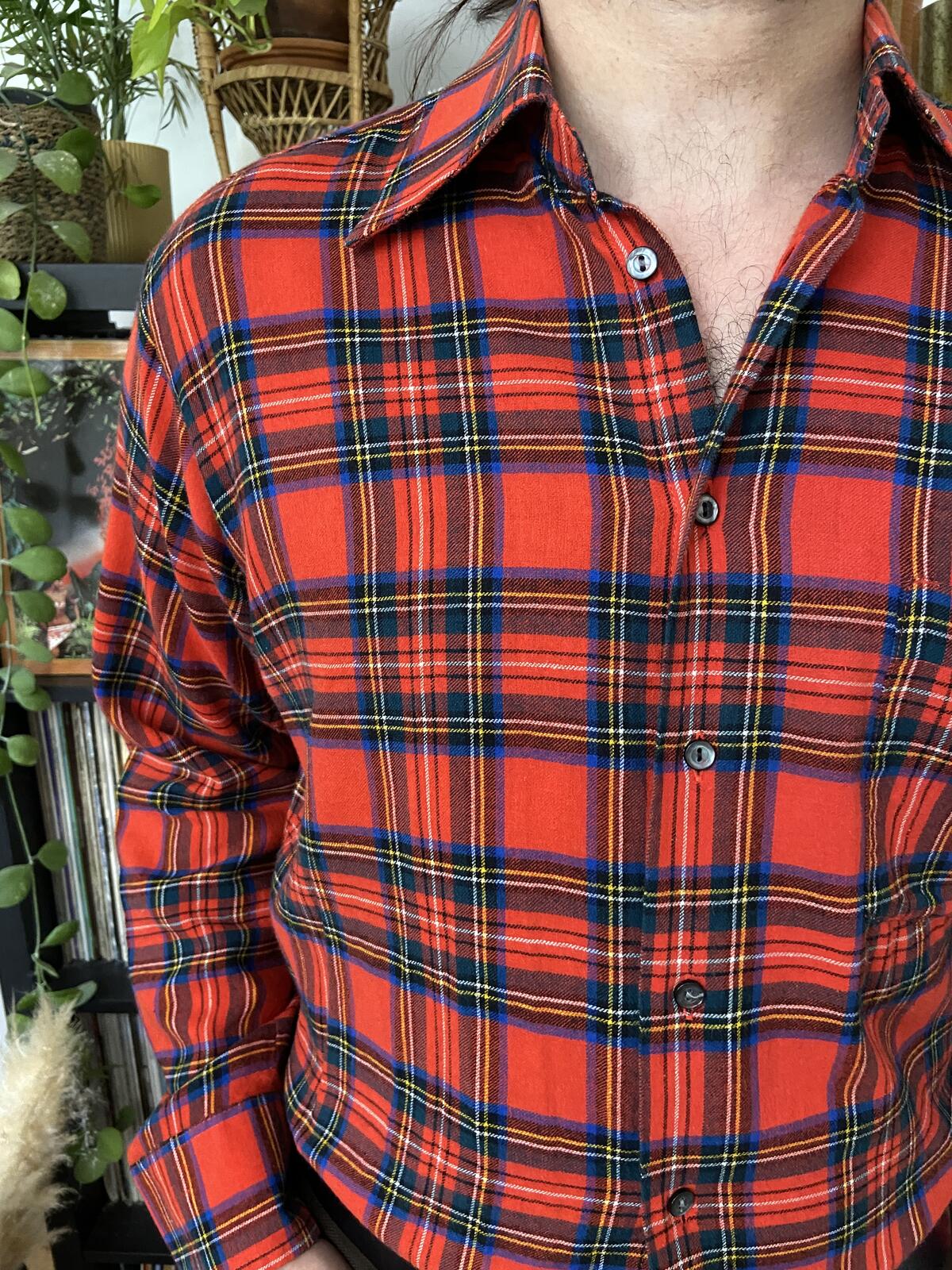 Vintage 1970s Red Tartan Plaid Shirt