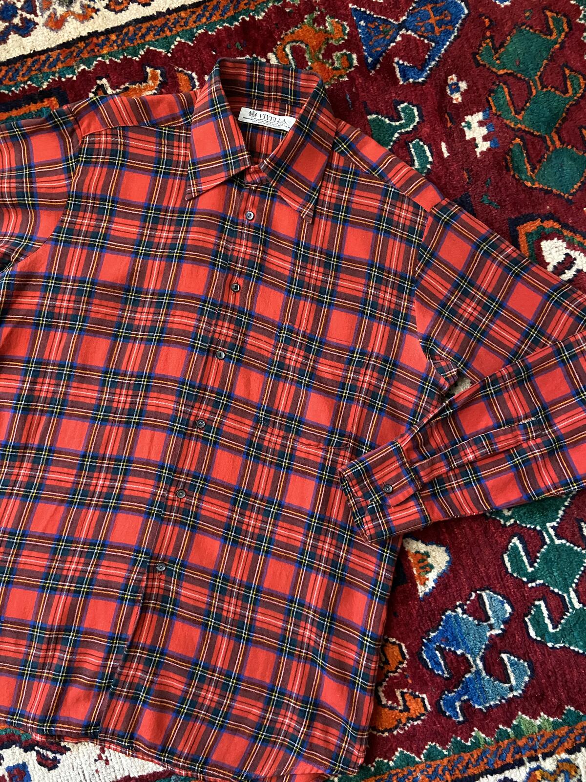 Vintage 1970s Red Tartan Plaid Shirt