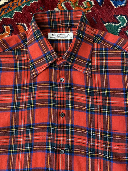 Vintage 1970s Red Tartan Plaid Shirt