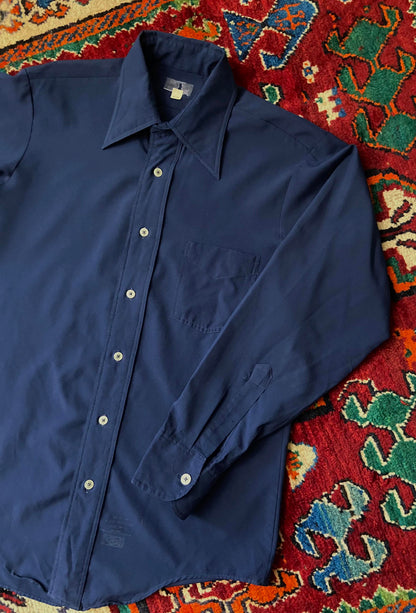 Vintage 1970s Navy Dagger Collar Shirt