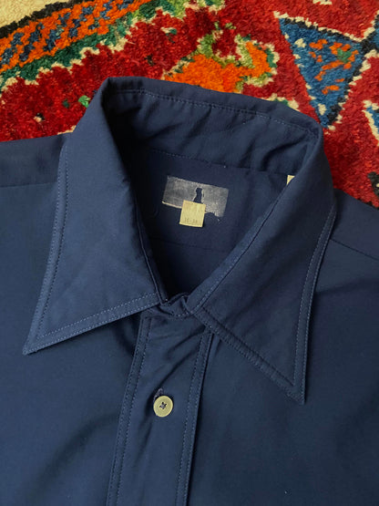 Vintage 1970s Navy Dagger Collar Shirt
