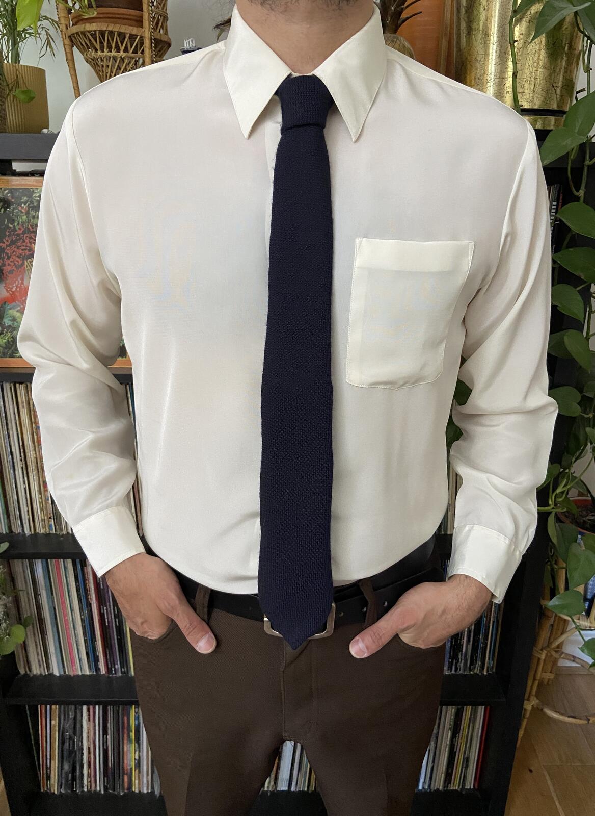 Vintage 1970s Navy Italian Wool Tie