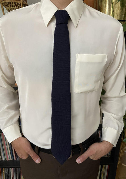 Vintage 1970s Navy Italian Wool Tie