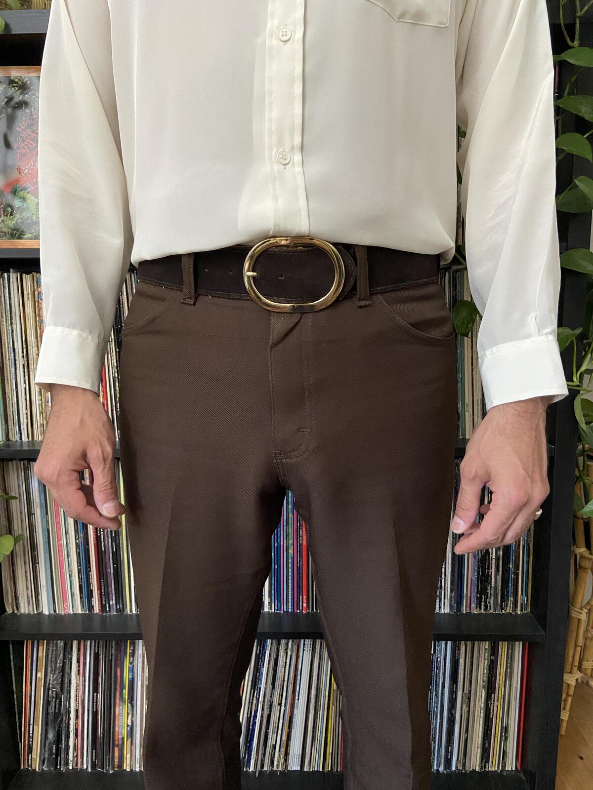 Vintage 1970s Chocolate Brown Suede Belt