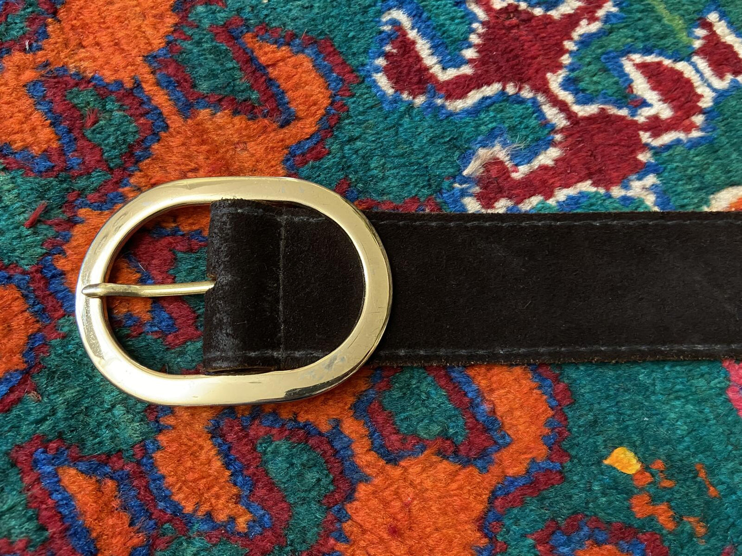 Vintage 1970s Chocolate Brown Suede Belt