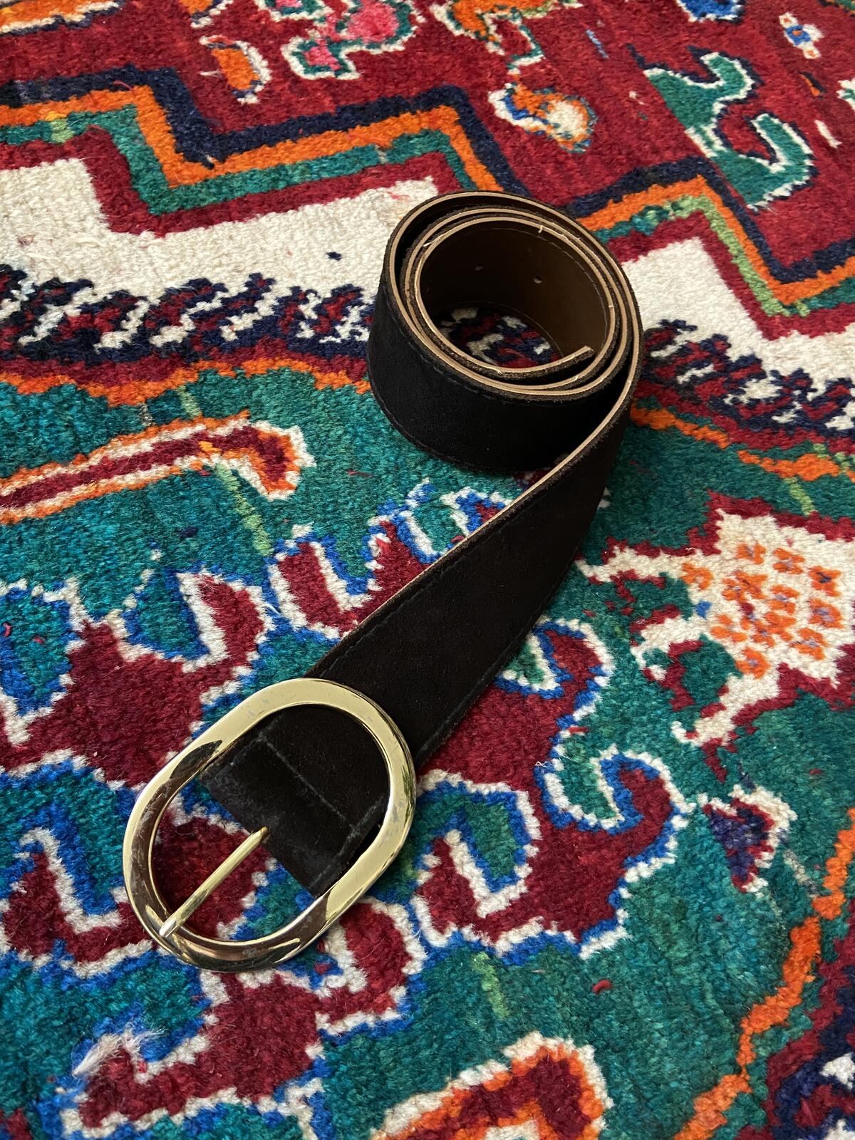 Vintage 1970s Chocolate Brown Suede Belt