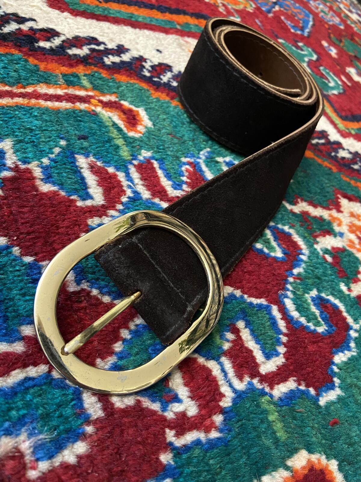 Vintage 1970s Chocolate Brown Suede Belt