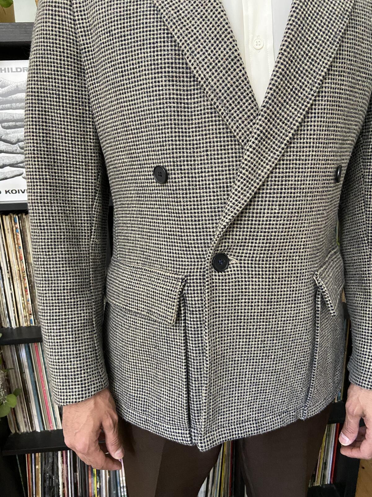 Vintage 1970s Tweed Double Breasted Blazer Jacket