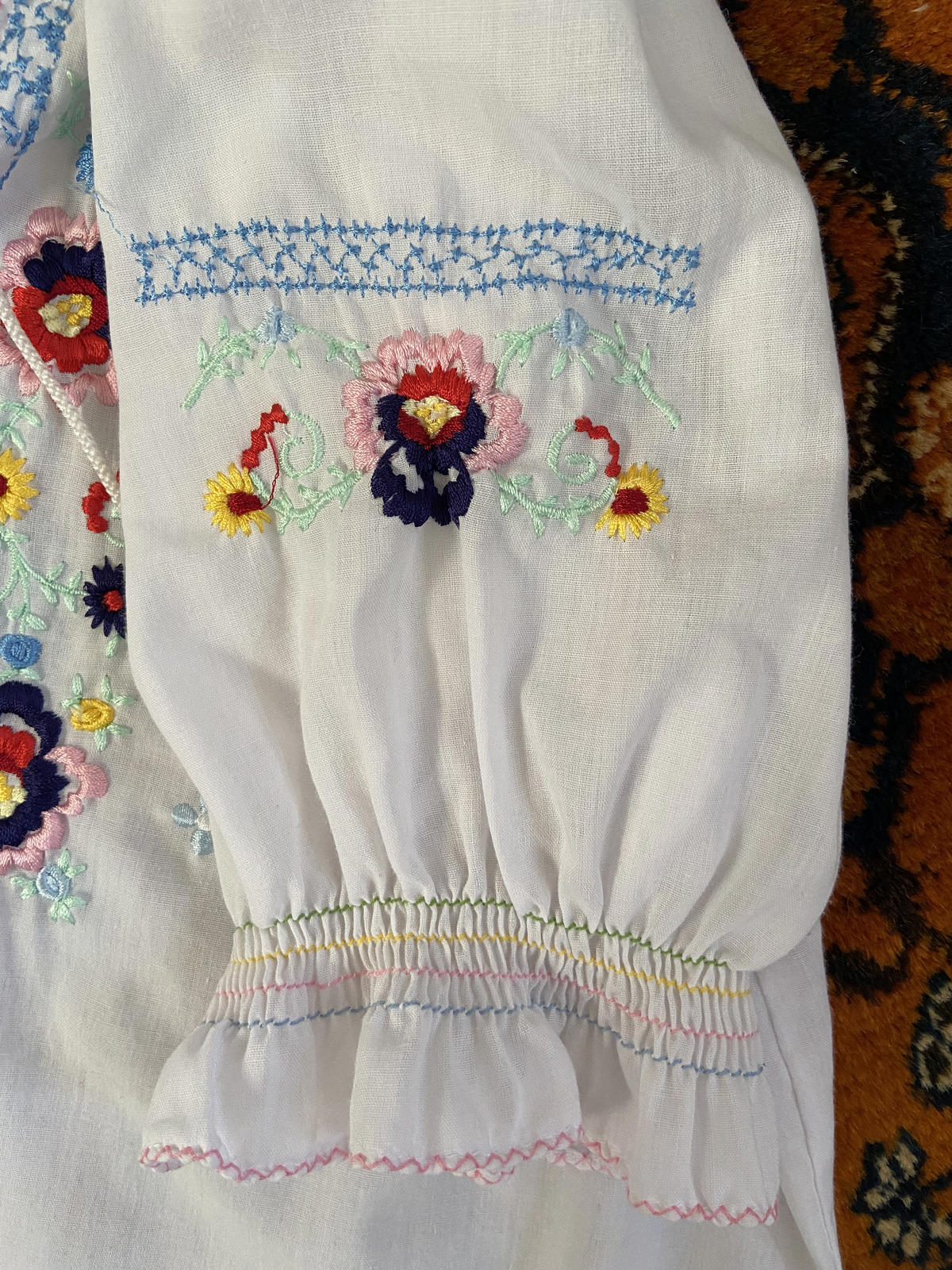 Vintage 1970s Pastel Embroidered Penny Lane Top
