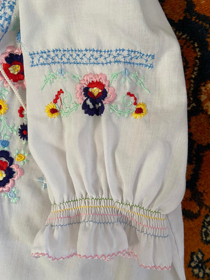 Vintage 1970s Pastel Embroidered Penny Lane Top
