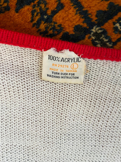 Vintage 1970s White Pom Pom Knit Top