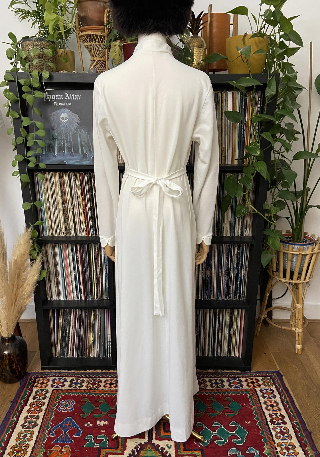 Vintage 1970s White Zip Up Maxi Dress