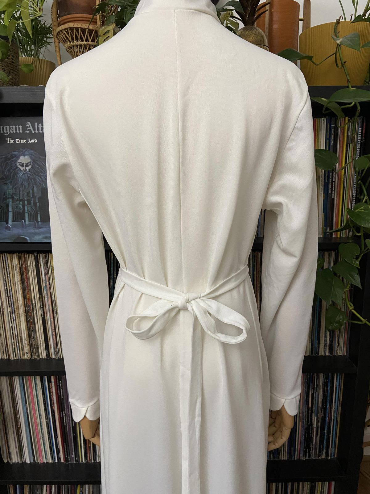 Vintage 1970s White Zip Up Maxi Dress