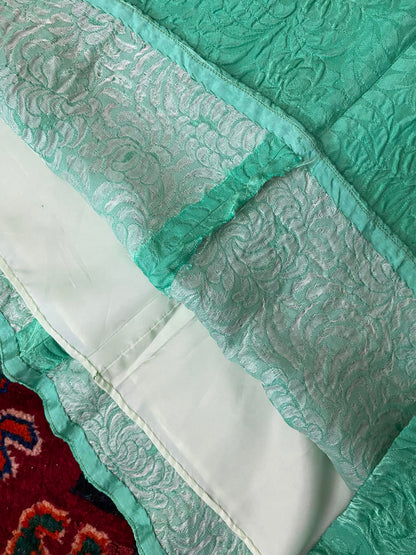 Vintage 1960s Green Gold Brocade Dress