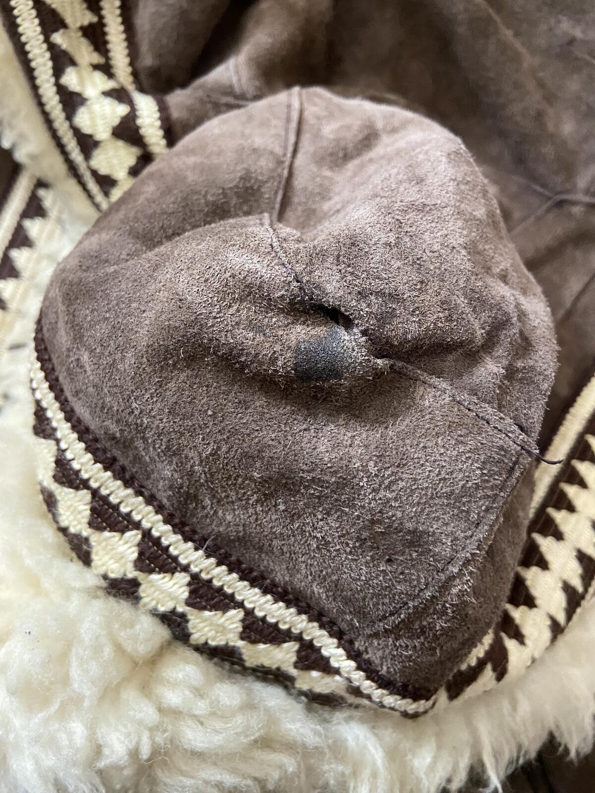 Vintage 1970s Brown Embroidered Trim Afghan Coat