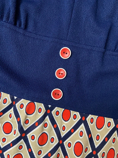 Vintage 1970s Geometric Print Maxi Dress