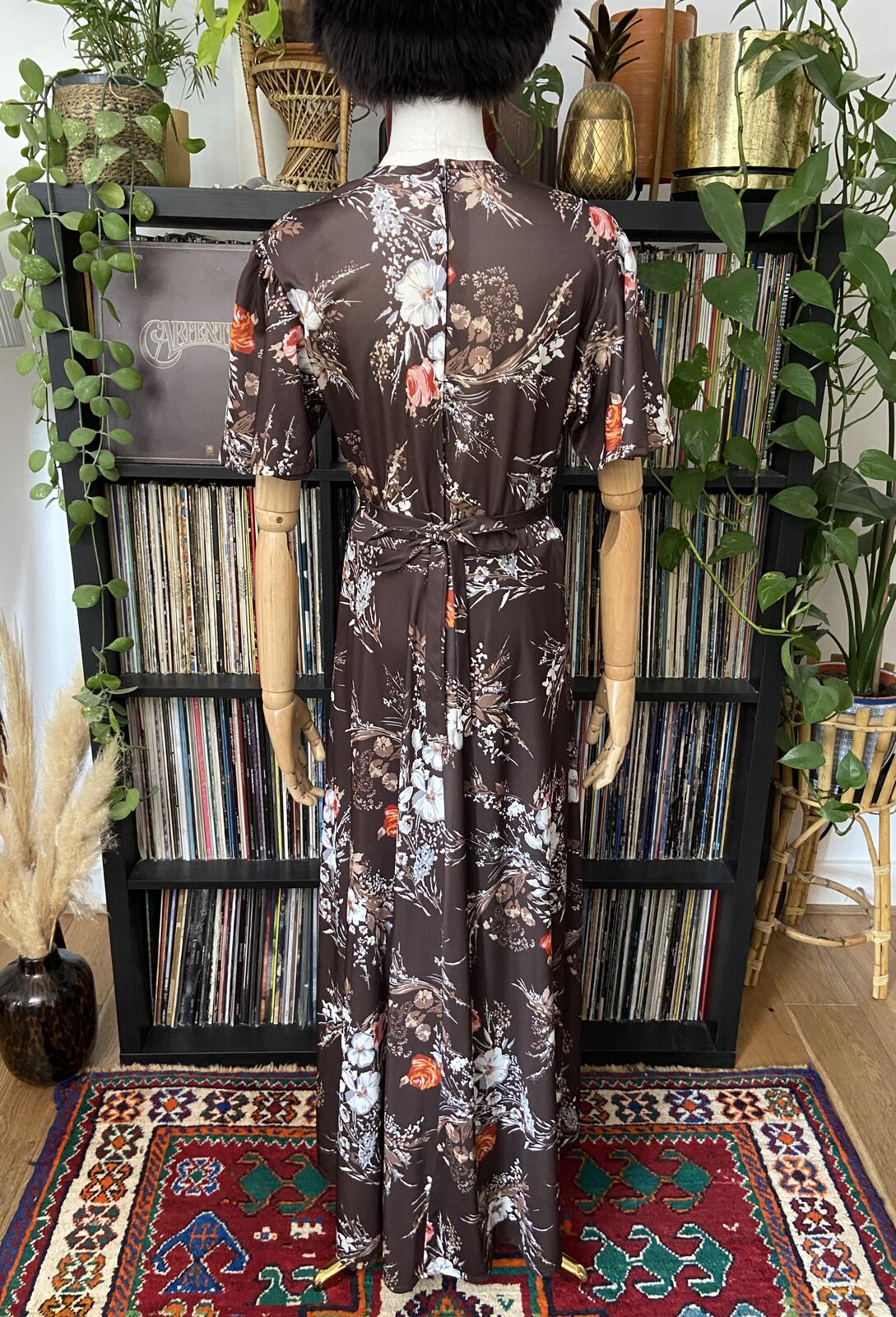 Vintage 1970s Brown Floral C&A Maxi Dress