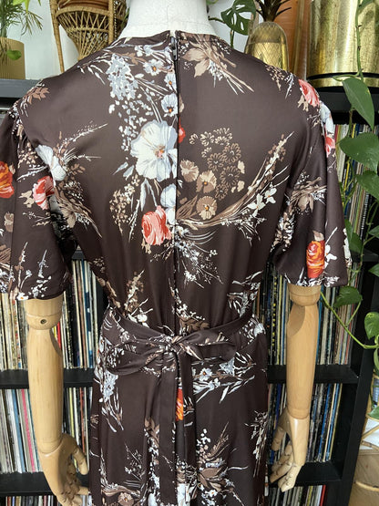 Vintage 1970s Brown Floral C&A Maxi Dress