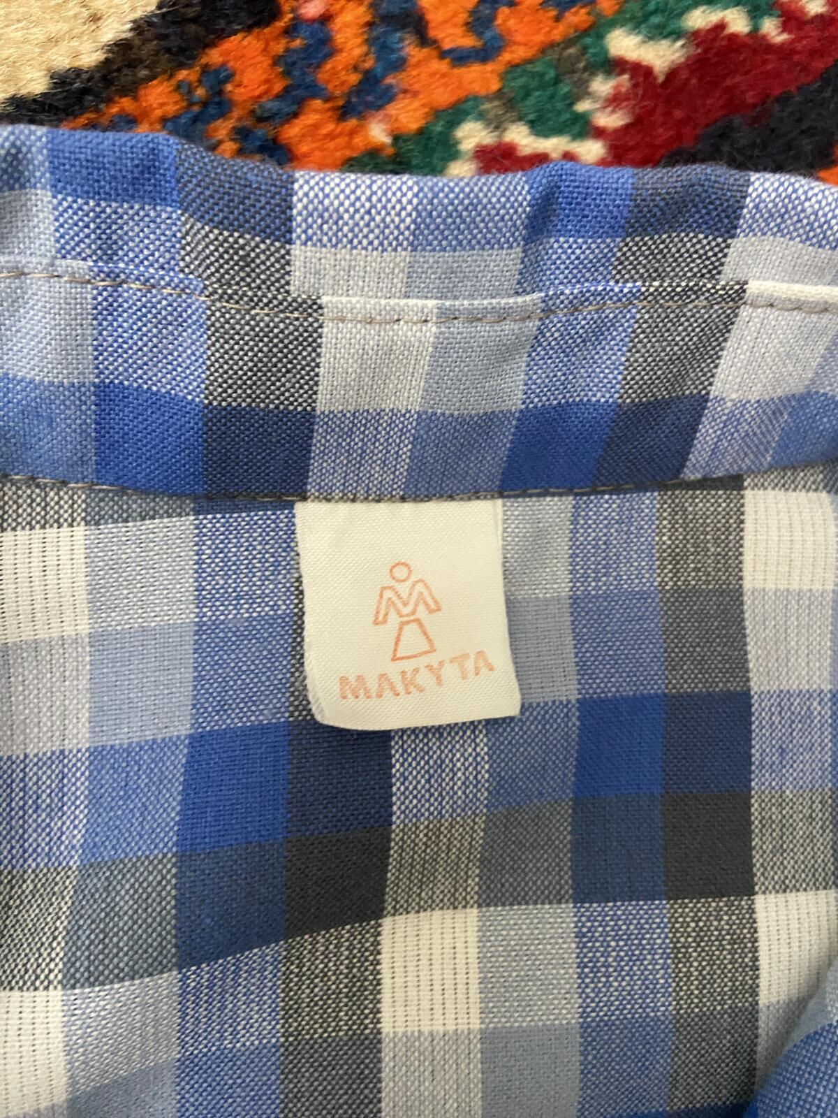 Vintage Blue Checked Shirt Dress