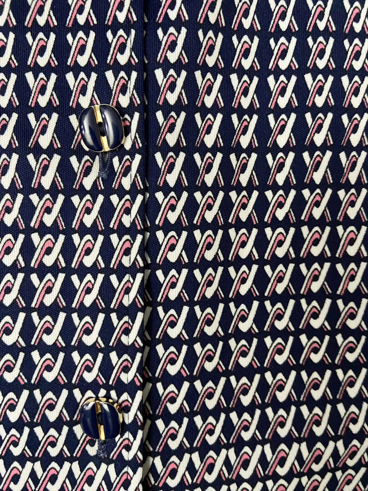 Vintage 1970s Navy Pink Dagger Collar Shirt