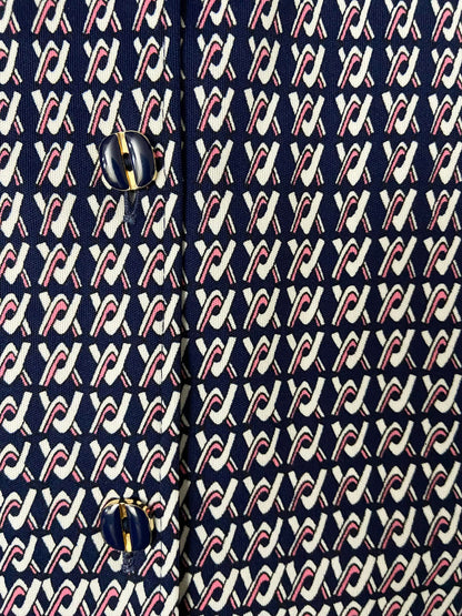 Vintage 1970s Navy Pink Dagger Collar Shirt