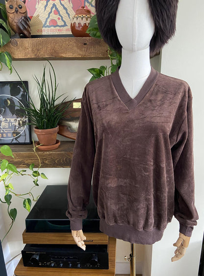 Vintage 1970s Brown Velour Jumper