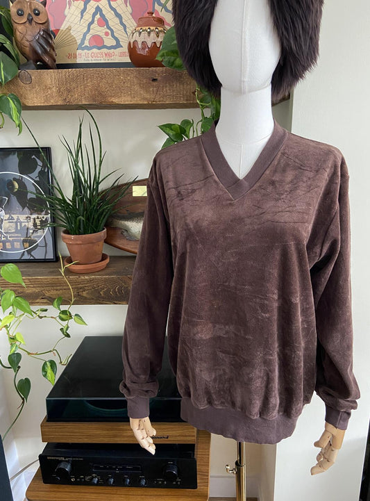 Vintage 1970s Brown Velour Jumper