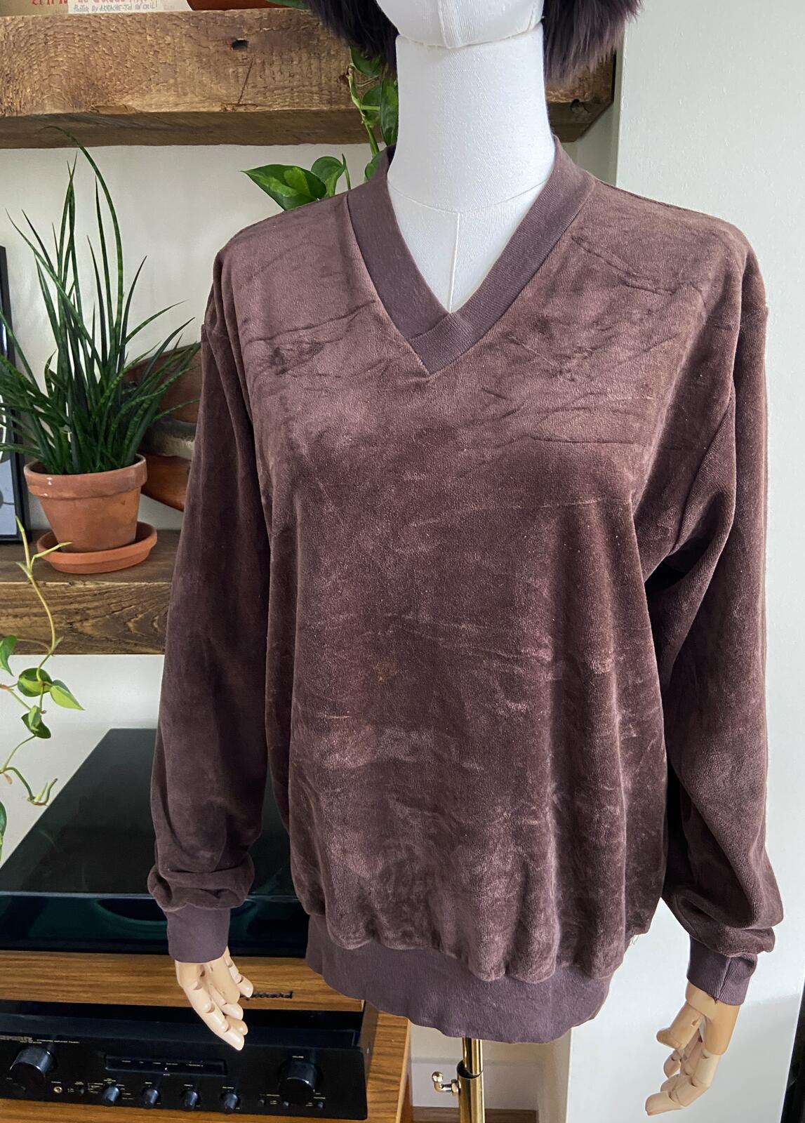 Vintage 1970s Brown Velour Jumper