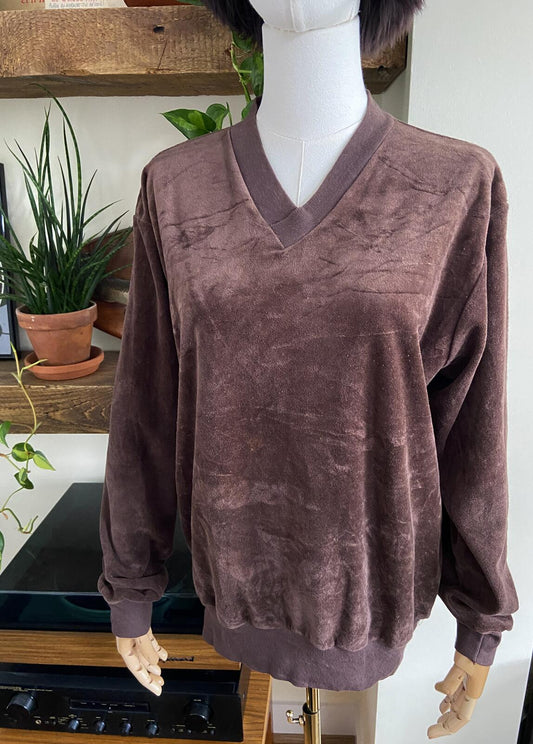 Vintage 1970s Brown Velour Jumper