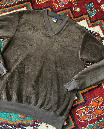Vintage 1970s Brown Velour Jumper