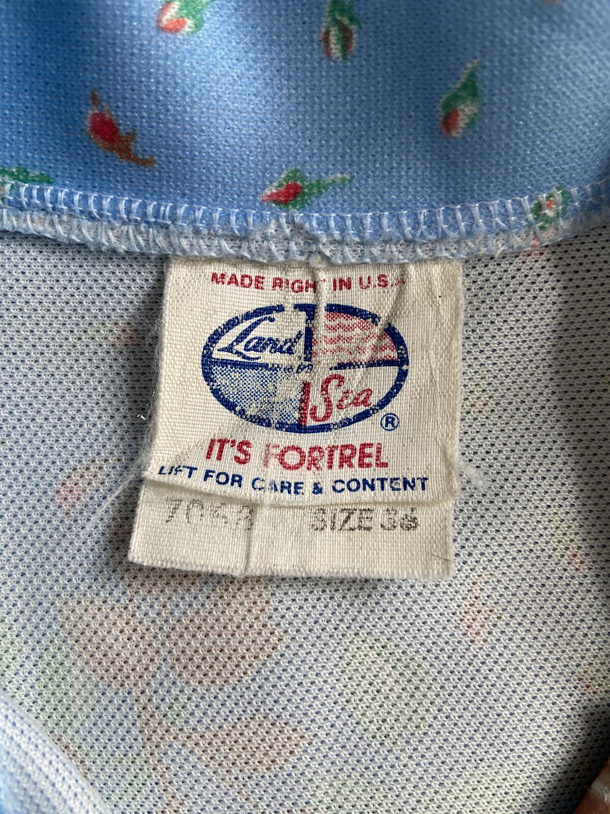 Vintage 1970s Pale Blue Floral Shirt