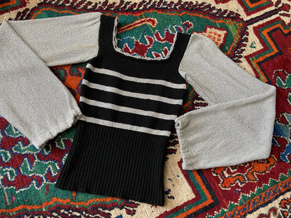 Vintage 1970s Black Silver Disco Jumper
