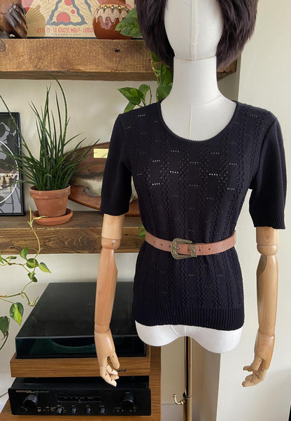 Vintage Brown & Brass Skinny Western Belt